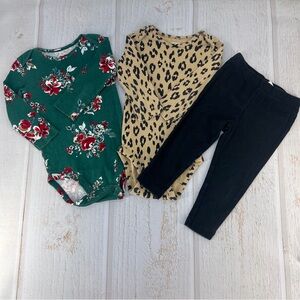 Carter’s 3-Piece Outfit‎ Set 18M – Floral Bodysuit, Leopard Bodysuit & Pants